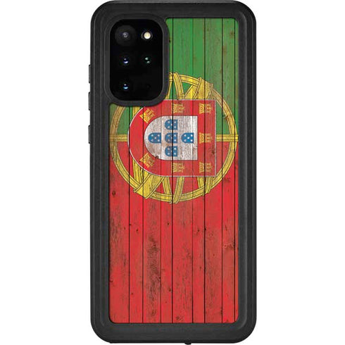 Portuguese Flag Dark Wood Galaxy S20 Plus Waterproof Case